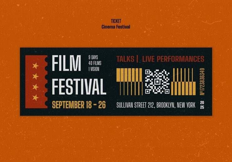 PSD grátis desenho de modelo de bilhete para festival de cinema