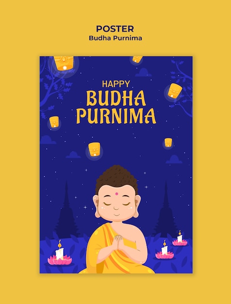 PSD grátis desenho de modelo de buda purnima