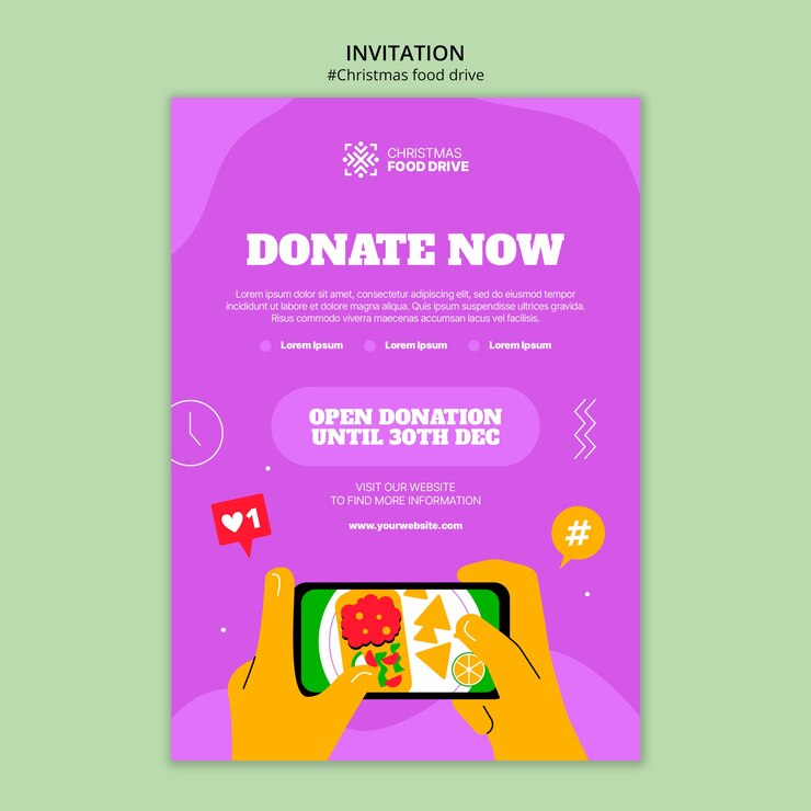 PSD grátis desenho de modelo de campanha de alimentos de natal