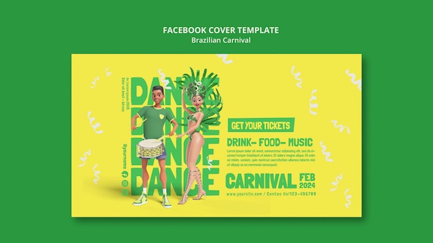 PSD grátis desenho de modelo de carnaval brasileiro