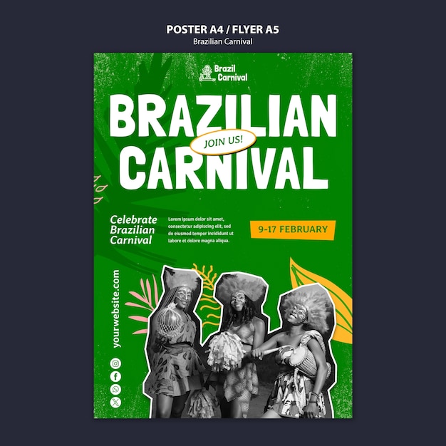 PSD grátis desenho de modelo de carnaval brasileiro