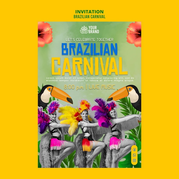 PSD grátis desenho de modelo de carnaval brasileiro