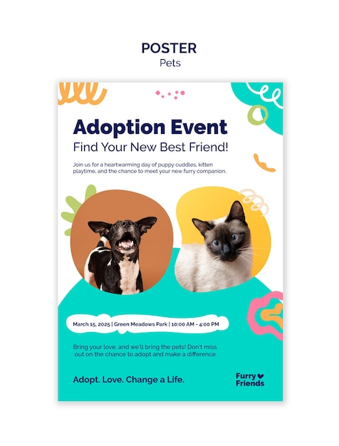 Desenho de modelo de cartaz de animais de estimação