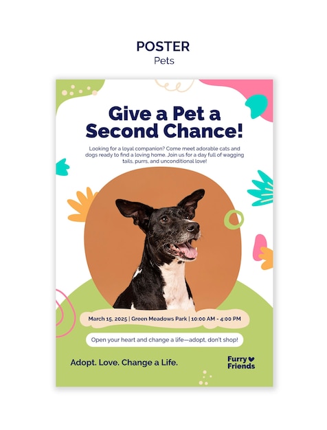 Desenho de modelo de cartaz de animais de estimação