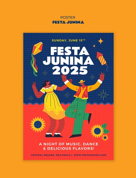Desenho de modelo de cartaz de Festa Junina