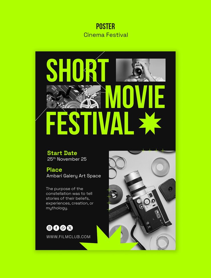 PSD grátis desenho de modelo de cartaz de festival de cinema
