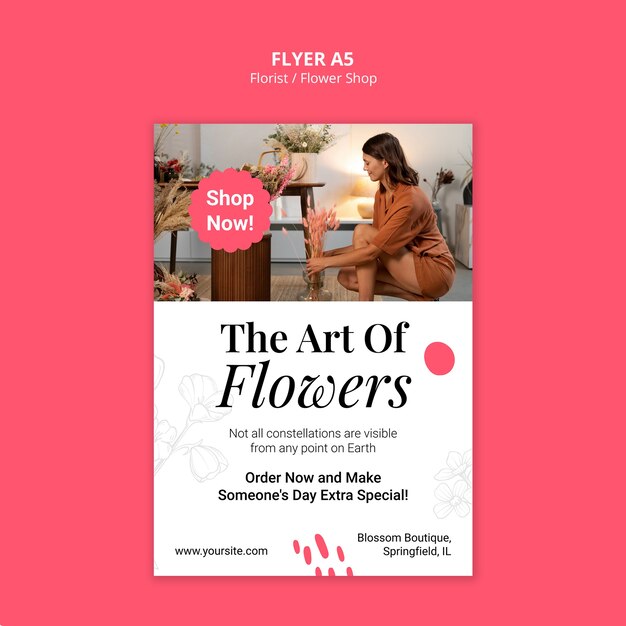Desenho de modelo de cartaz de florista