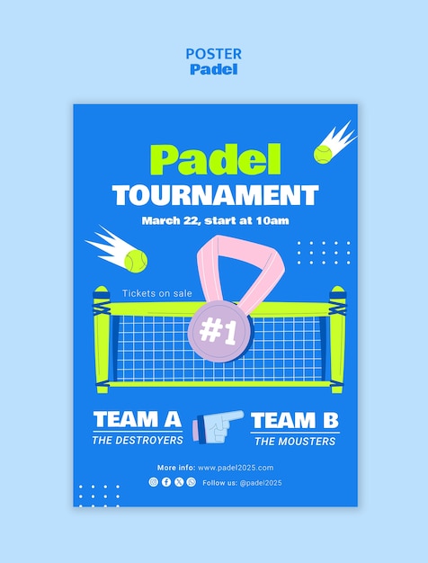 Desenho de modelo de cartaz de padel