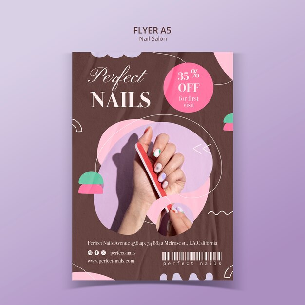 Desenho de modelo de cartaz de salão de unhas