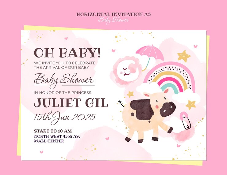 PSD grátis desenho de modelo de chuveiro de bebê