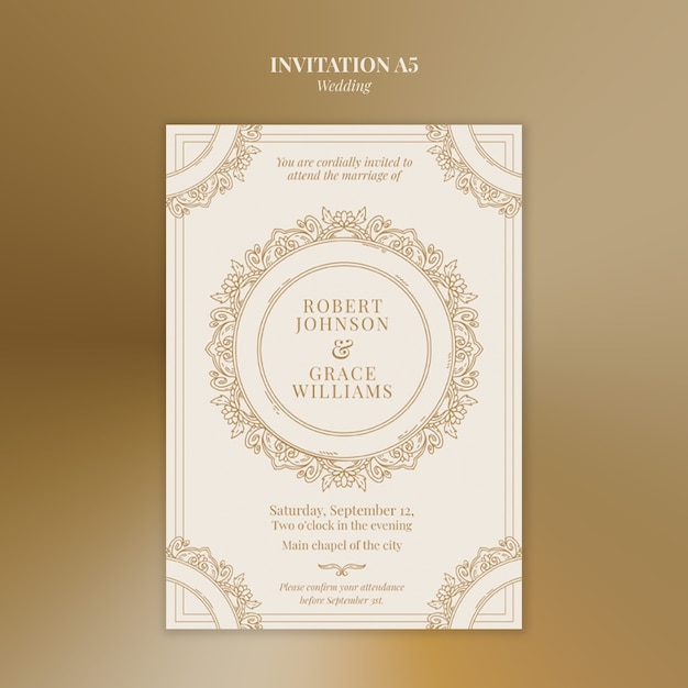 Desenho de modelo de convite de casamento