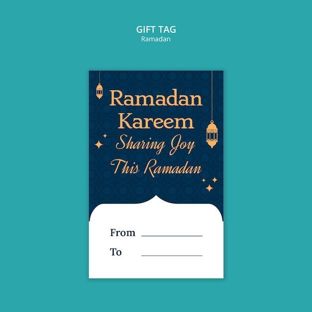 Desenho de modelo de etiqueta de presente do Ramadan