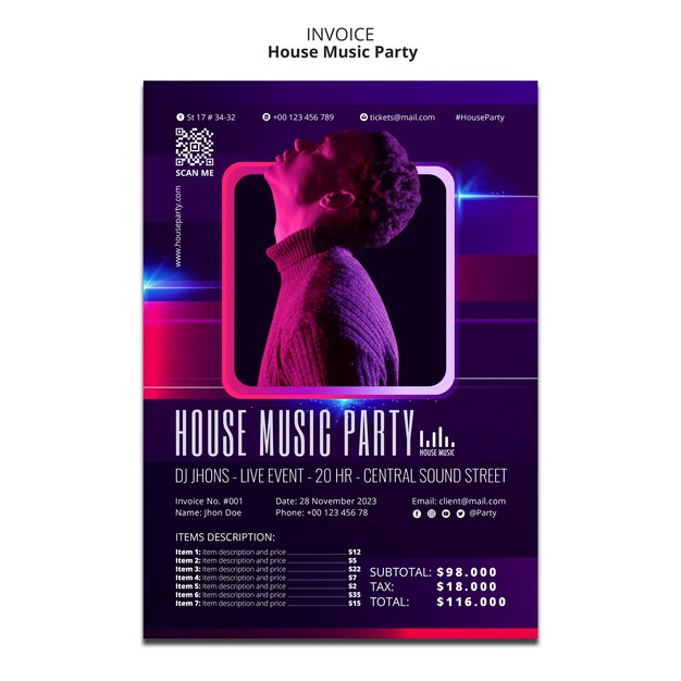 Desenho de modelo de festa de música house