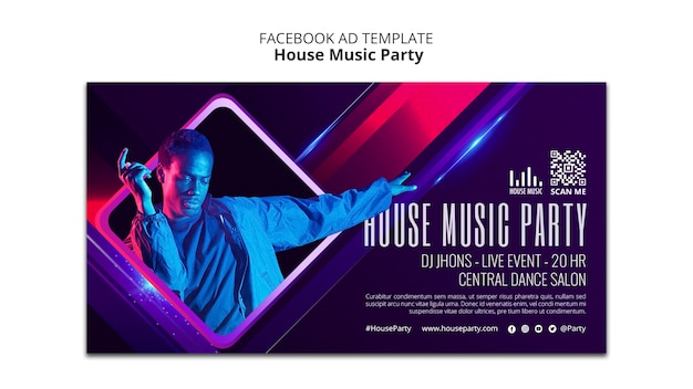 PSD grátis desenho de modelo de festa de música house