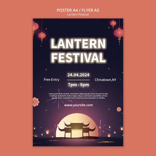 PSD grátis desenho de modelo de festival de lanternas