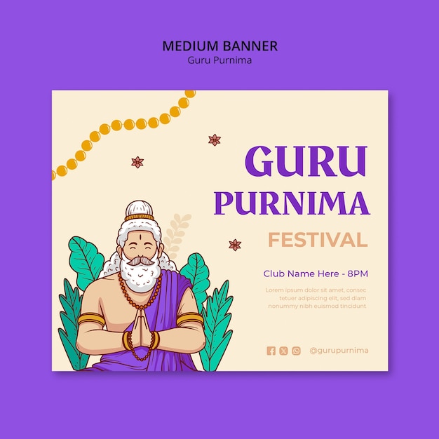 PSD grátis desenho de modelo de guru purnima