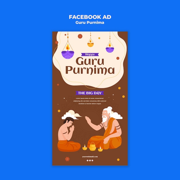 PSD grátis desenho de modelo de guru purnima