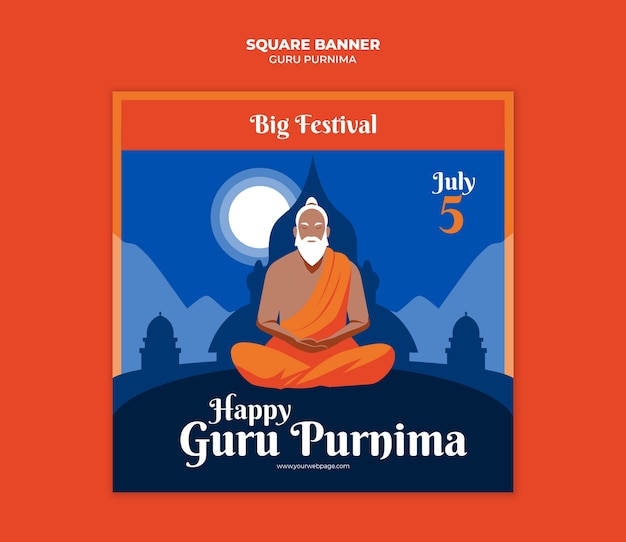 PSD grátis desenho de modelo de guru purnima