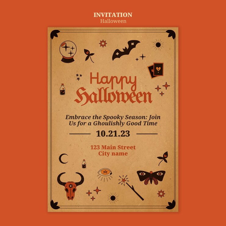 PSD grátis desenho de modelo de halloween