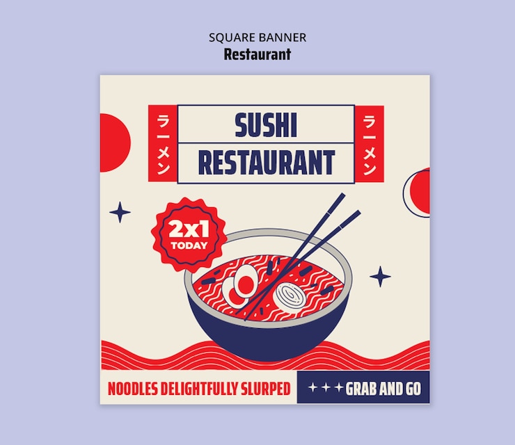 PSD grátis desenho de modelo de restaurante asiático