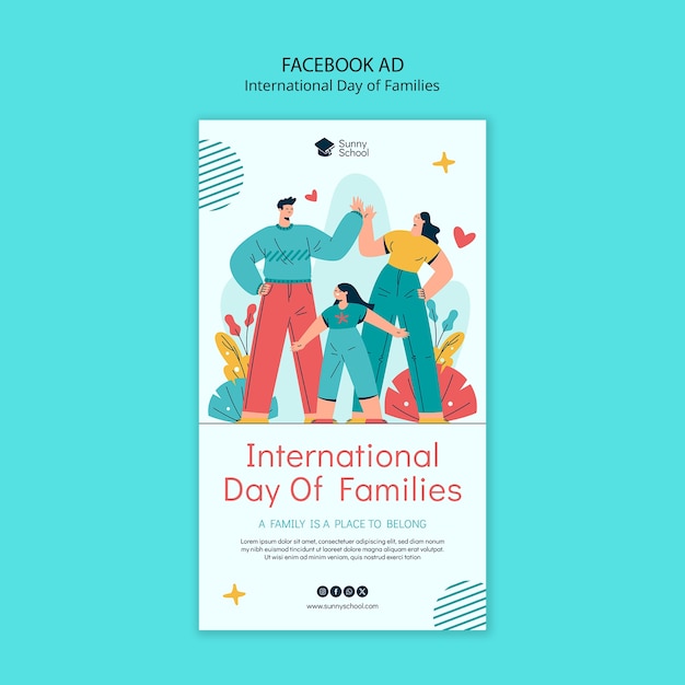 PSD grátis desenho de modelo do dia internacional das famílias