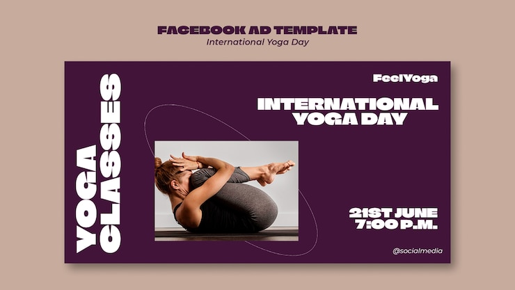 PSD grátis desenho de modelo do dia internacional do yoga