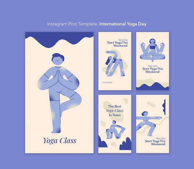 PSD grátis desenho de modelo do dia internacional do yoga