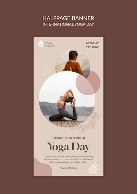 PSD grátis desenho de modelo do dia internacional do yoga