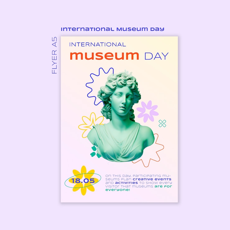 PSD grátis desenho de modelo do dia internacional dos museus