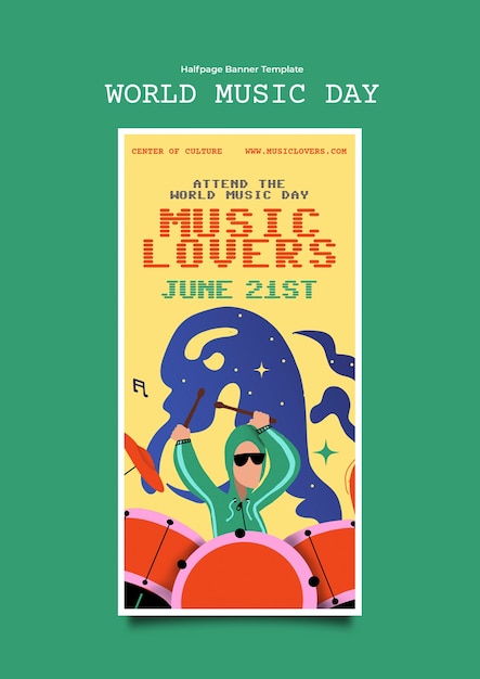 Desenho de modelo do Dia Mundial da Música