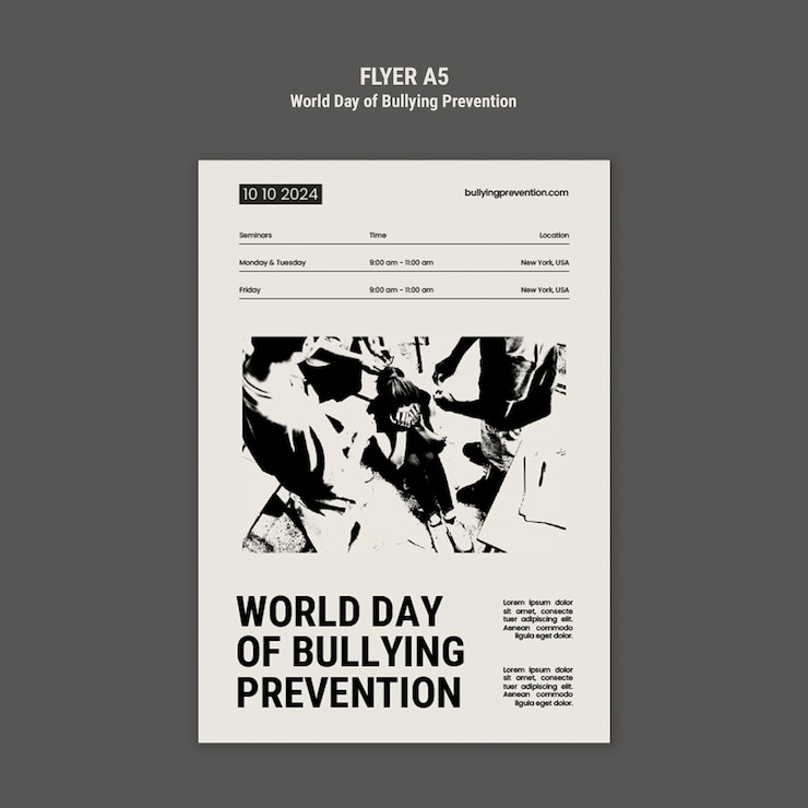 PSD grátis desenho de modelo do dia mundial da prevenção do bullying