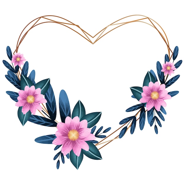Desenho de moldura de coração floral