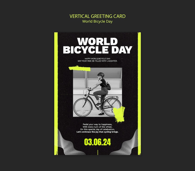 PSD grátis desenho do modelo do dia mundial da bicicleta