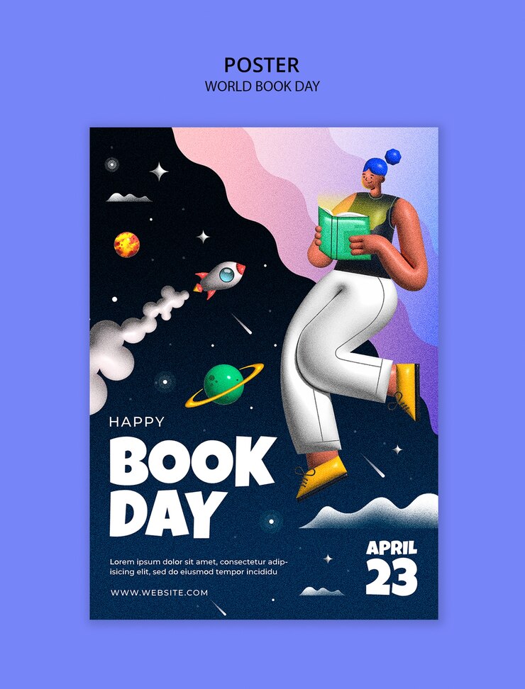 PSD grátis desenho do modelo do dia mundial do livro