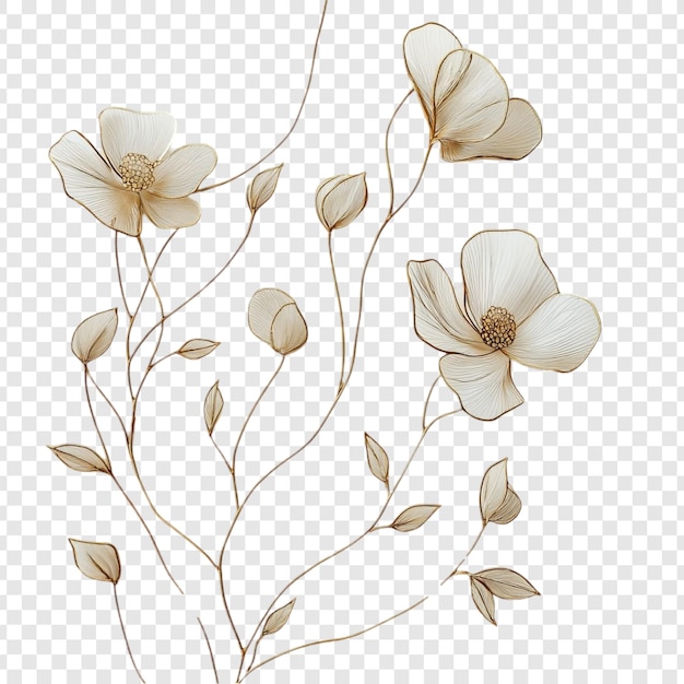 Desenho floral beige elegante Ramos e pétalas delicadas