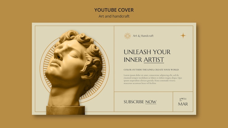 PSD grátis desenho plano artes e artesanato capa do youtube.