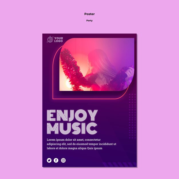 Desfrute de modelo de cartaz de música
