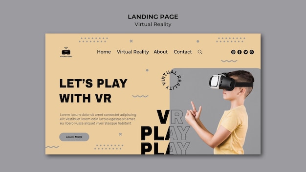 Design da página de destino de realidade virtual