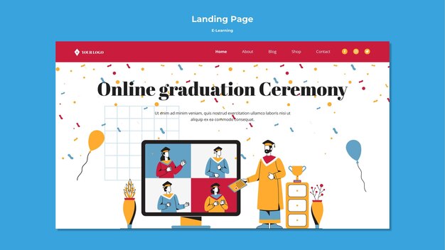 Design da página de destino do e-learning