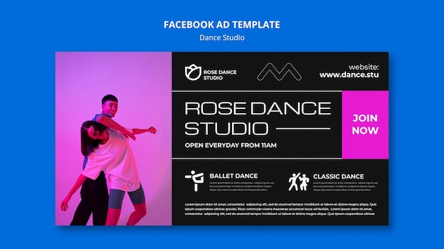 PSD grátis design de anúncio do facebook do estúdio de dança