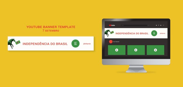 design de arte do canal do youtube do dia da independência do brasil