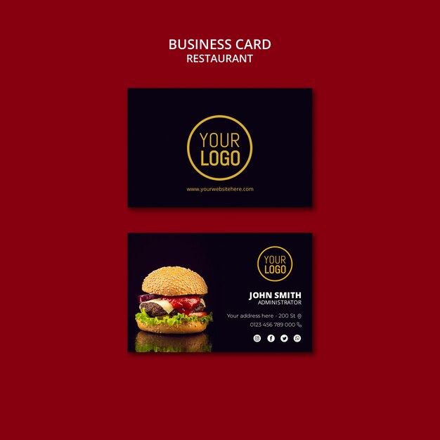 Design de cartão de visita de restaurante