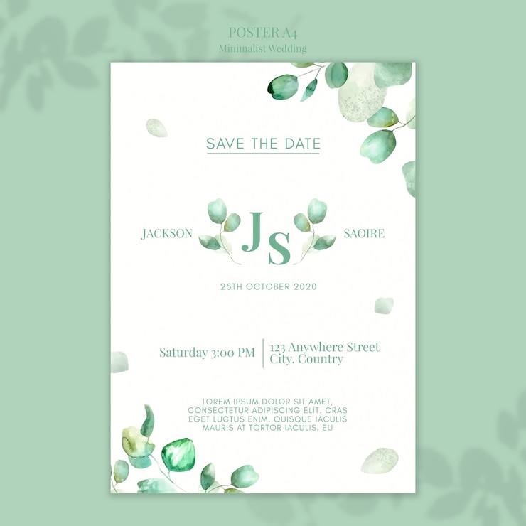 PSD grátis design de cartaz de casamento minimalista