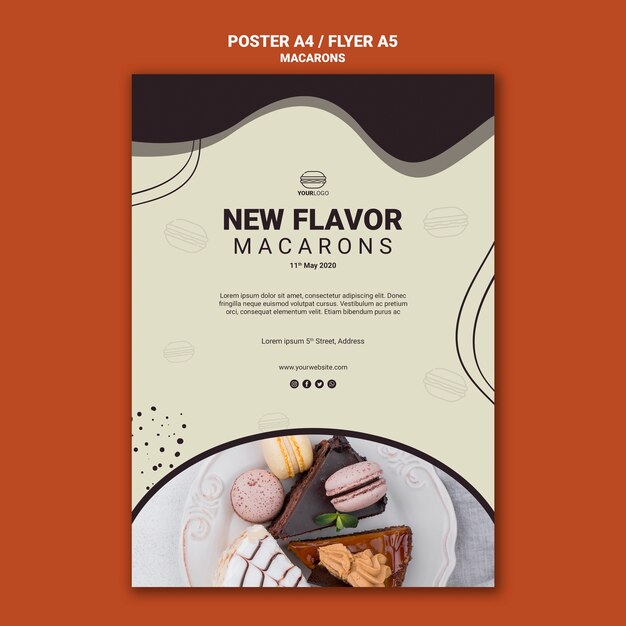 Design de cartaz de macarons saborosos
