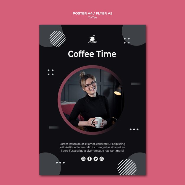 Design de cartaz do conceito de hora do café