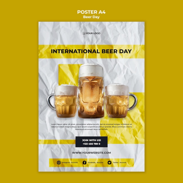 Design de cartaz do dia de cerveja