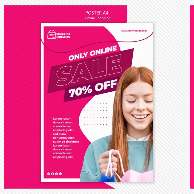 Design de cartaz on-line de compras