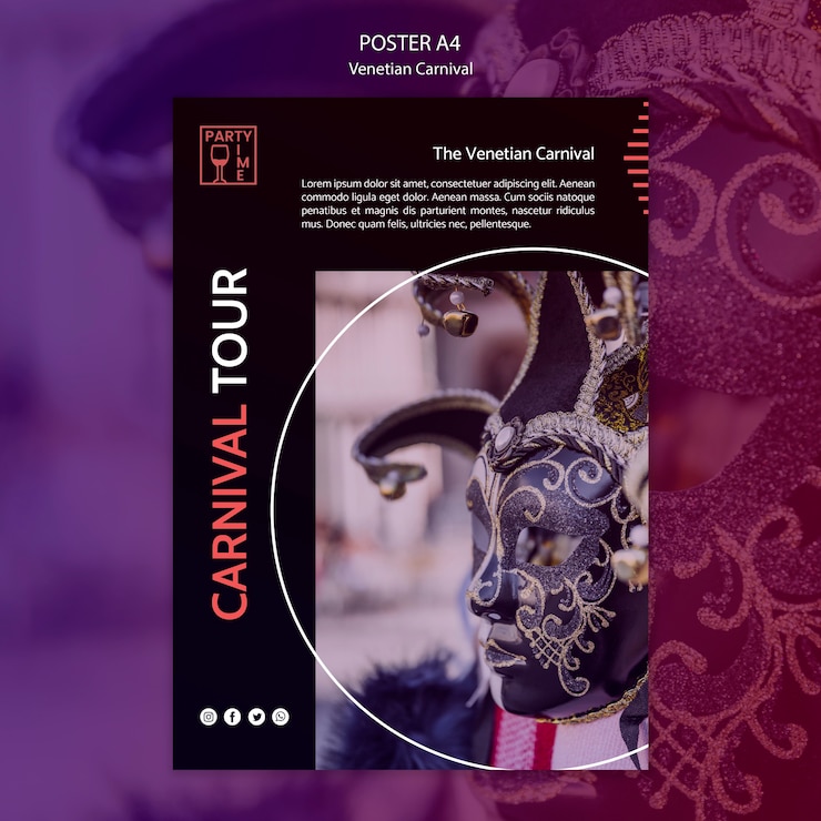 PSD grátis design de cartaz para modelo de carnaval ventian