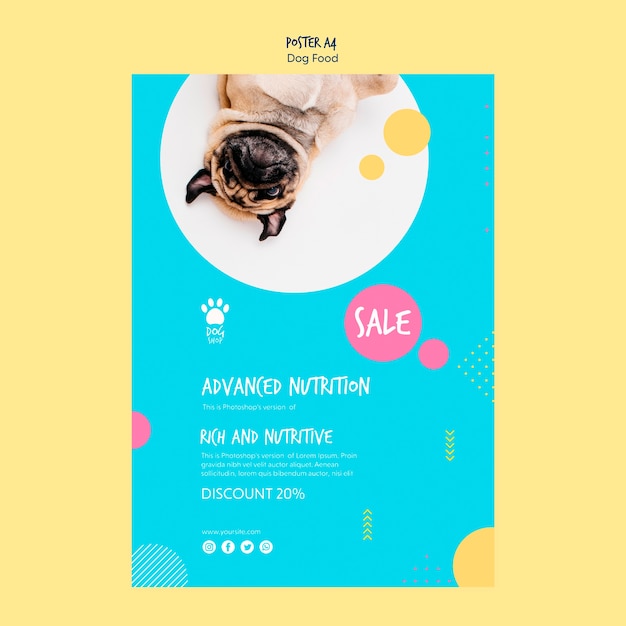 PSD grátis design de cartaz para venda de comida de cachorro