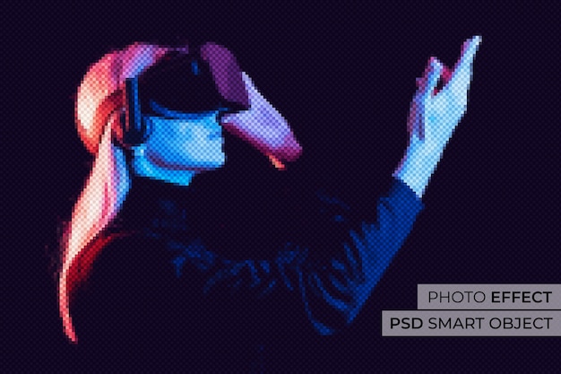 PSD grátis design de efeito de foto de pixel